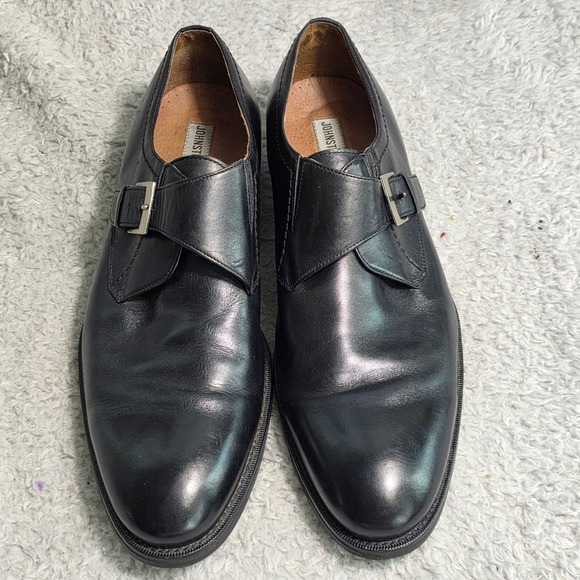 Johnston & Murphy Single Monk Strap Black Leather Dress Shoes Mens 11M Excellent